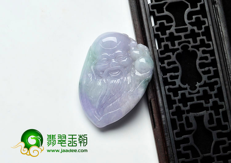 糯冰种春带彩缅甸翡翠寿星头挂件