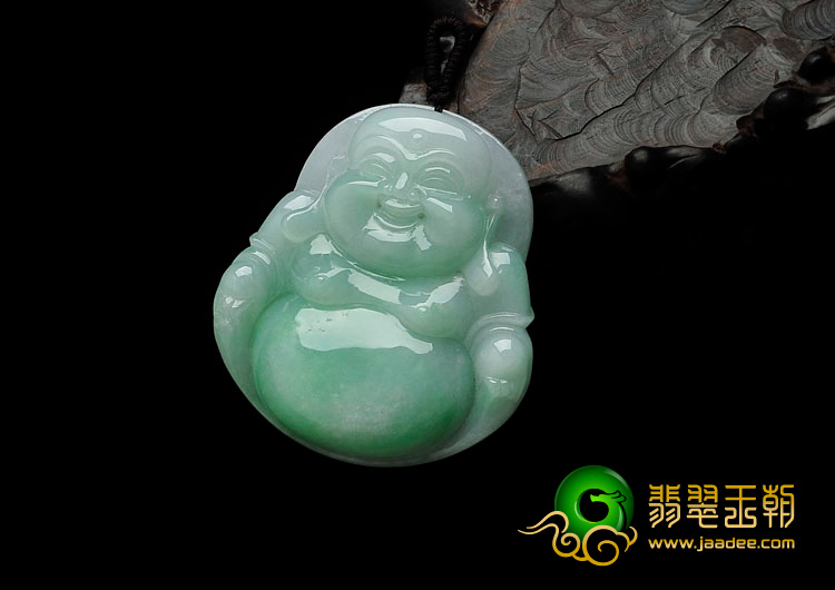 糯冰种豆绿缅甸翡翠玉佛挂件