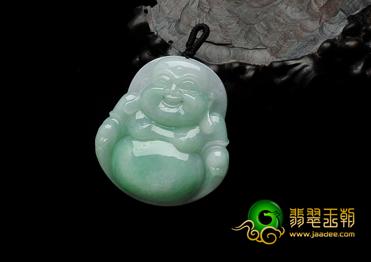 糯冰种豆绿缅甸翡翠玉佛挂件