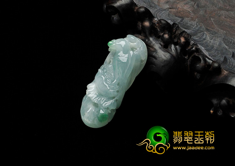 冰种翠色缅甸翡翠鸟语花香挂件