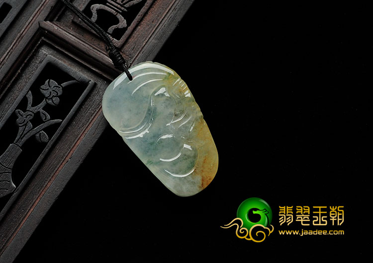 冰种黄翡飘花缅甸翡翠逍遥佛挂件