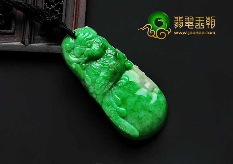 细糯种阳绿满绿缅甸翡翠英明神武挂件
