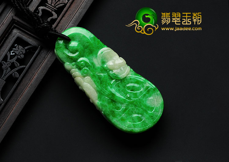 细糯种阳绿满绿缅甸翡翠英明神武挂件