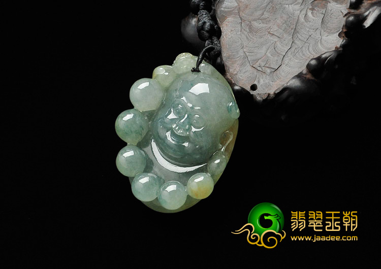 冰种黄翡飘花缅甸翡翠佛头挂件
