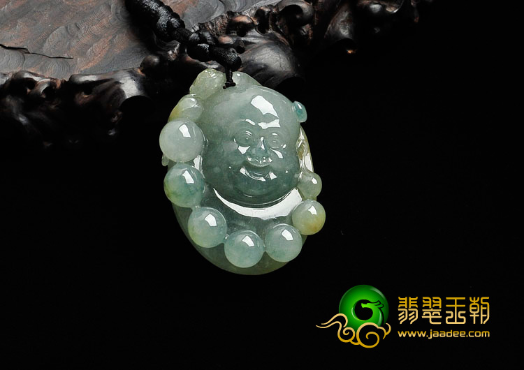 冰种黄翡飘花缅甸翡翠佛头挂件