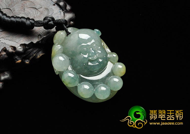 冰种黄翡飘花缅甸翡翠佛头挂件
