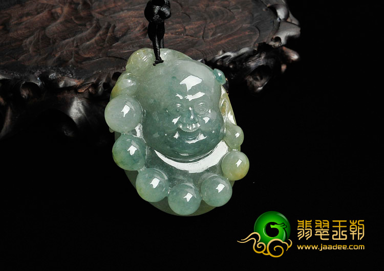 冰种黄翡飘花缅甸翡翠佛头挂件