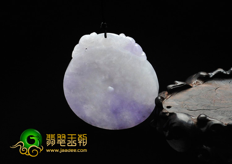 糯冰种紫罗兰缅甸翡翠双龙拱壁平安扣挂件