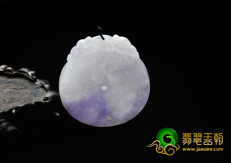 糯冰种紫罗兰缅甸翡翠双龙拱壁平安扣挂件