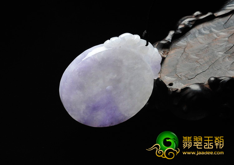 糯冰种紫罗兰缅甸翡翠双龙拱壁平安扣挂件