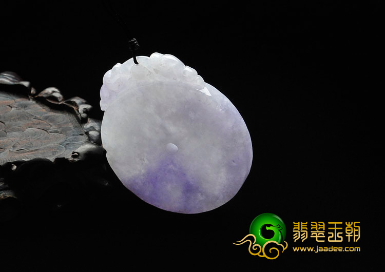 糯冰种紫罗兰缅甸翡翠双龙拱壁平安扣挂件
