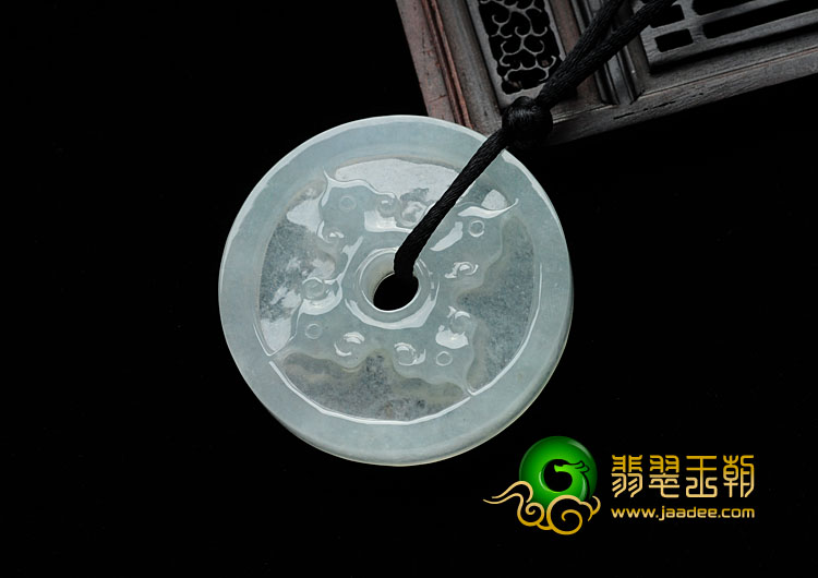 冰种晴水缅甸翡翠雕花平安扣挂件