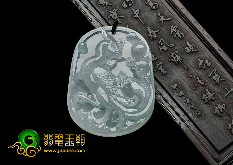 冰种晴水缅甸翡翠富贵鸟挂件