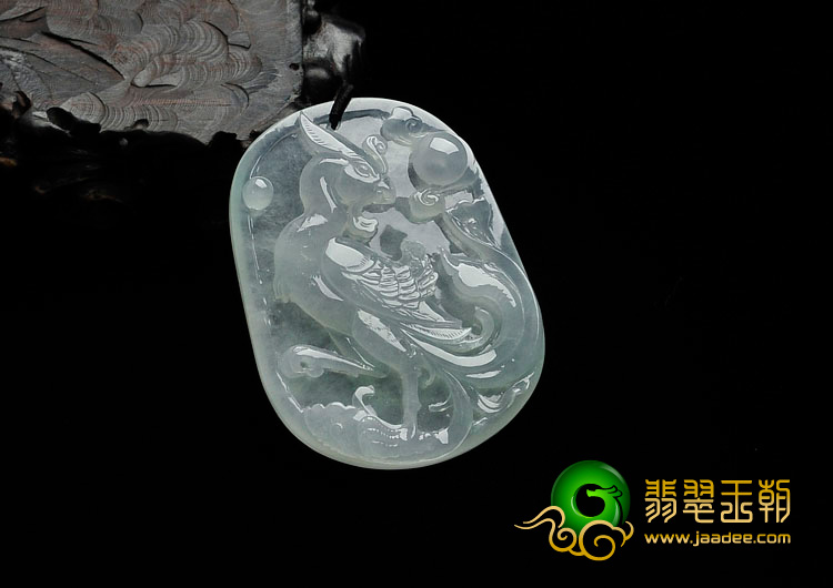 冰种晴水缅甸翡翠富贵鸟挂件