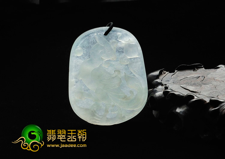冰种晴水缅甸翡翠富贵鸟挂件