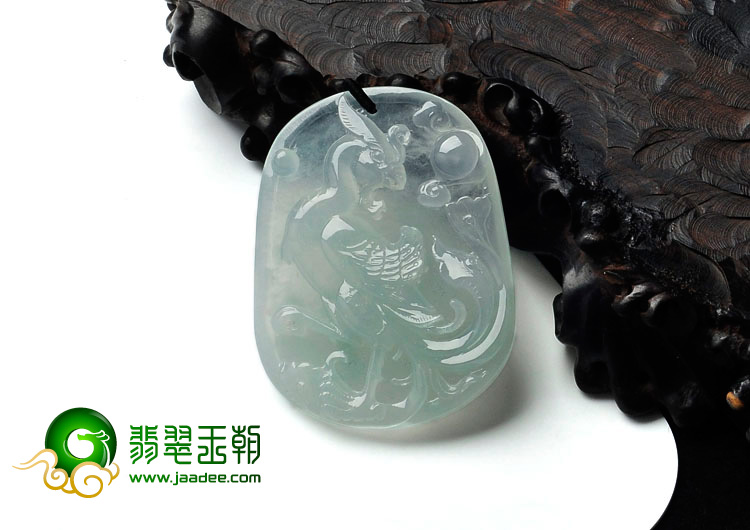 冰种晴水缅甸翡翠富贵鸟挂件