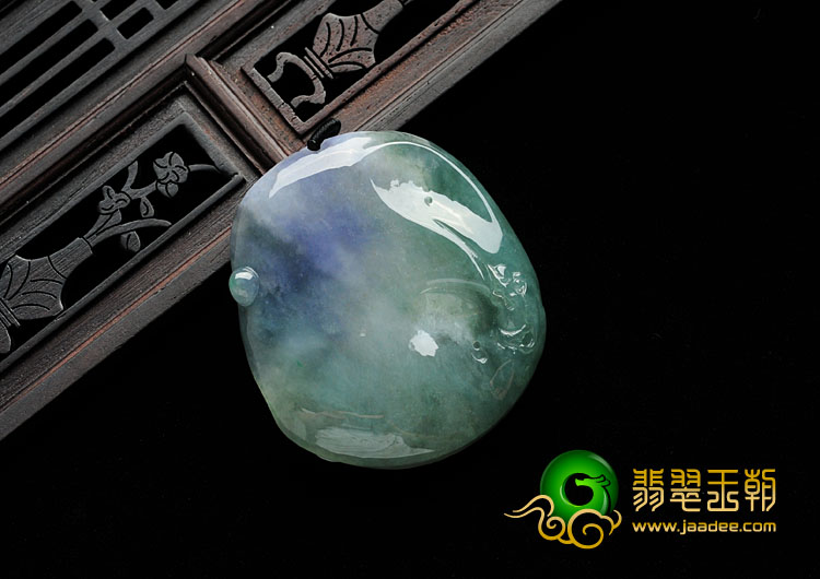 糯冰种三彩缅甸翡翠渔翁得利挂件