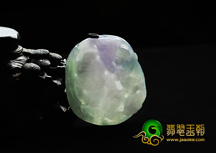 糯冰种三彩缅甸翡翠渔翁得利挂件