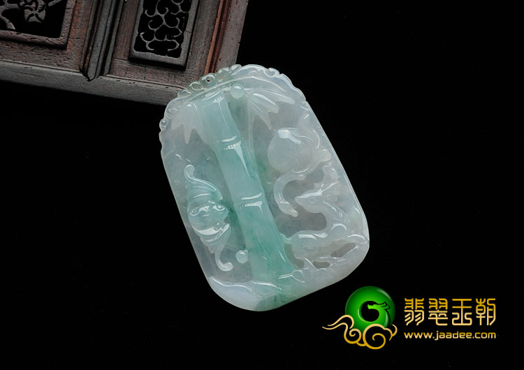 糯冰种飘蓝花缅甸翡翠福禄高升挂件