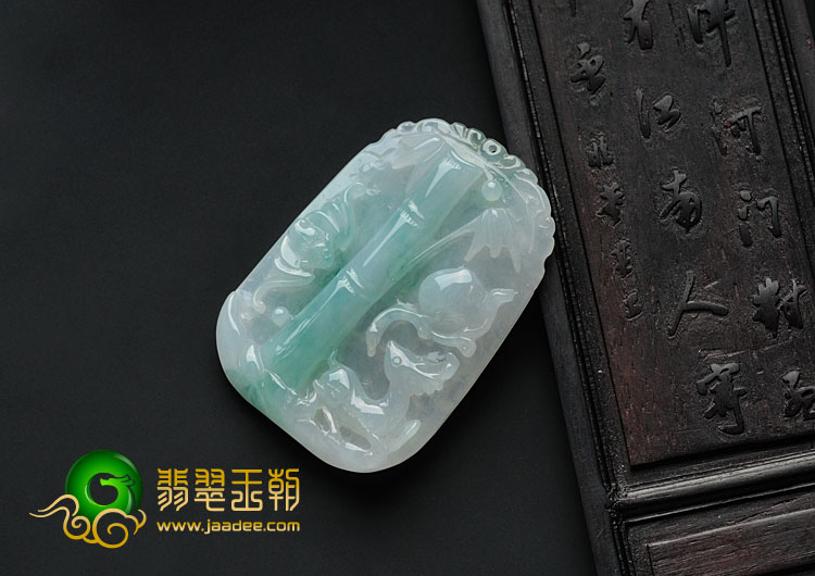 糯冰种飘蓝花缅甸翡翠福禄高升挂件
