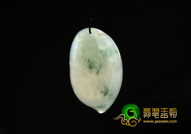 冰种飘花缅甸翡翠英明神武挂件