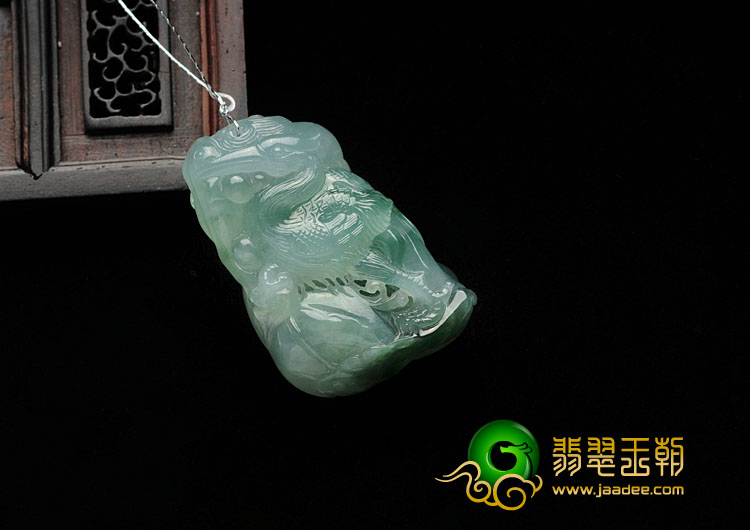 冰种飘花缅甸翡翠一路高升挂件