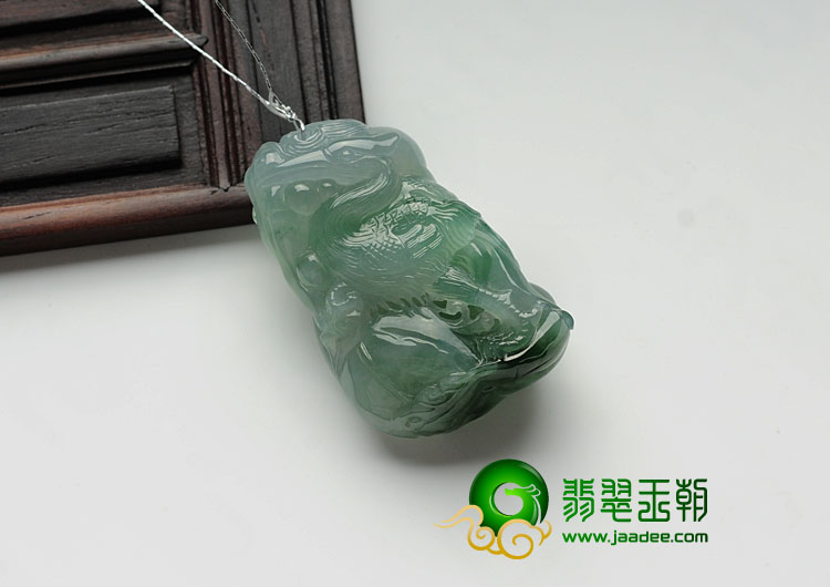 冰种飘花缅甸翡翠一路高升挂件