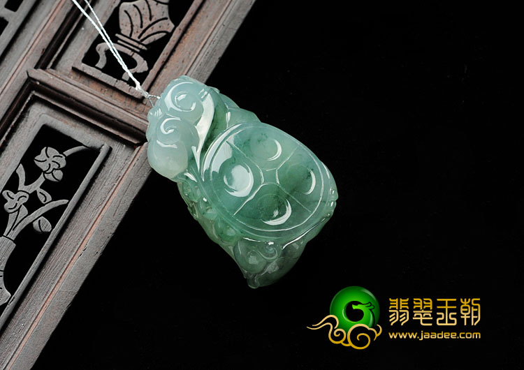 冰种飘花缅甸翡翠一路高升挂件