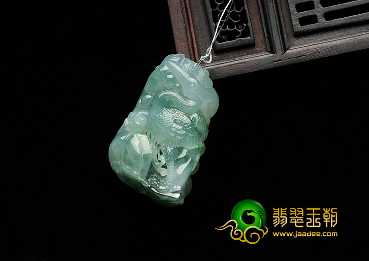冰种飘花缅甸翡翠一路高升挂件