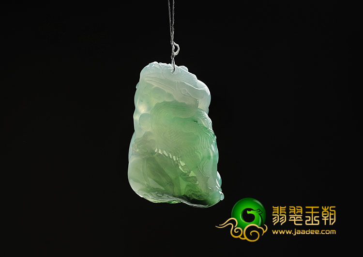 冰种飘花缅甸翡翠一路高升挂件