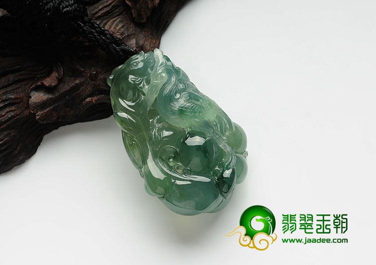 冰种晴水略飘花缅甸翡翠一路连科挂件