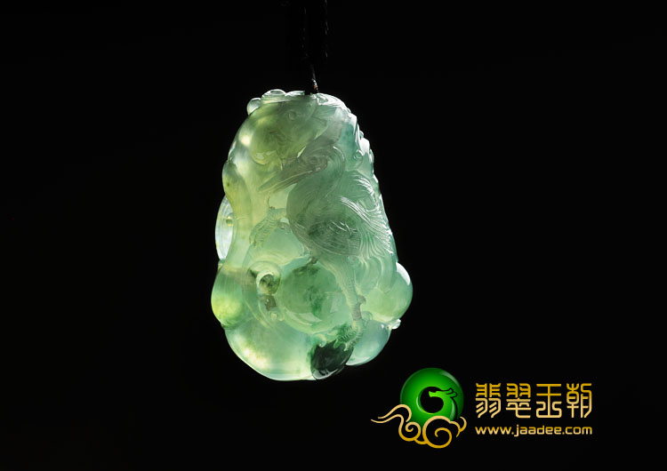 冰种晴水略飘花缅甸翡翠一路连科挂件