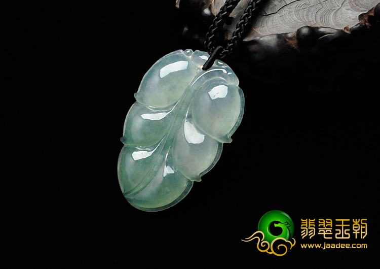 冰种晴水缅甸翡翠叶子挂件