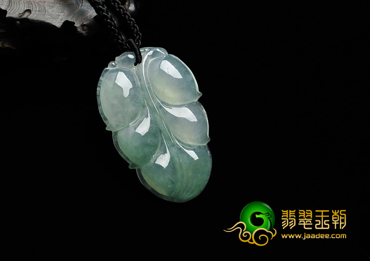 冰种晴水缅甸翡翠叶子挂件