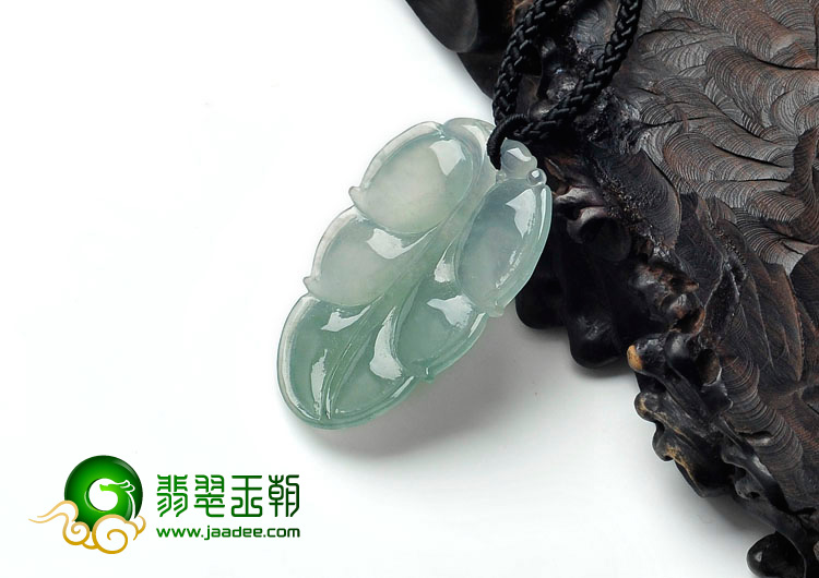 冰种晴水缅甸翡翠叶子挂件