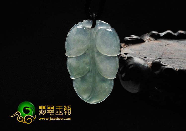 冰种晴水缅甸翡翠叶子挂件