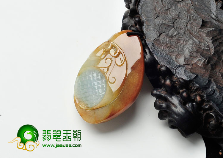 糯冰种红黄翡缅甸翡翠花开富贵挂件
