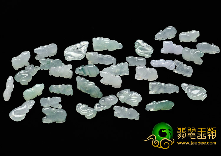 冰种晴水飘花紫罗兰缅甸翡翠十二生肖挂件（单价）