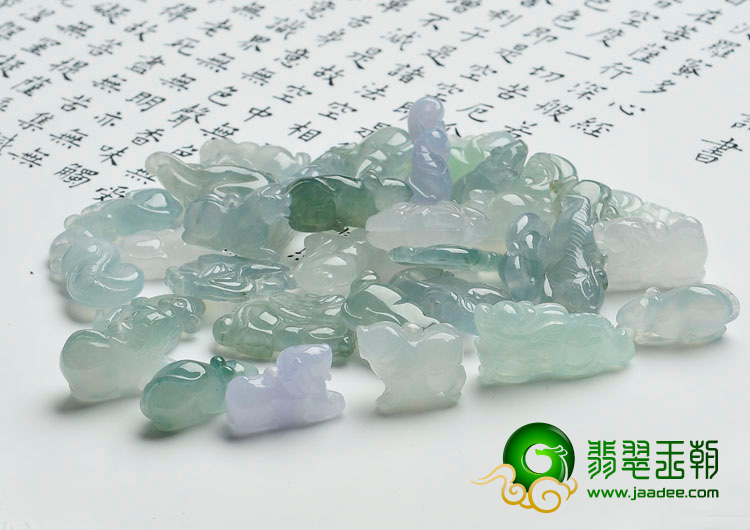 冰种晴水飘花紫罗兰缅甸翡翠十二生肖挂件（单价）