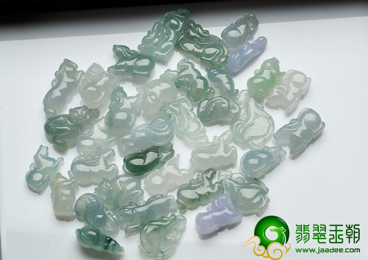 冰种晴水飘花紫罗兰缅甸翡翠十二生肖挂件（单价）