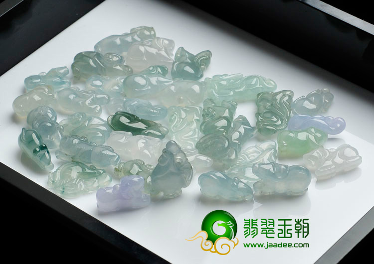 冰种晴水飘花紫罗兰缅甸翡翠十二生肖挂件（单价）