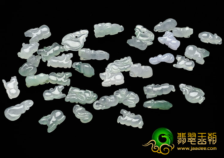 冰种晴水飘花紫罗兰缅甸翡翠十二生肖挂件（单价）