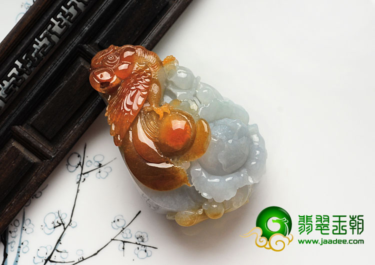 糯冰种红黄翡缅甸翡翠英明神武手玩件