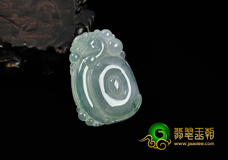 冰种晴水略飘花缅甸翡翠福在眼前挂件