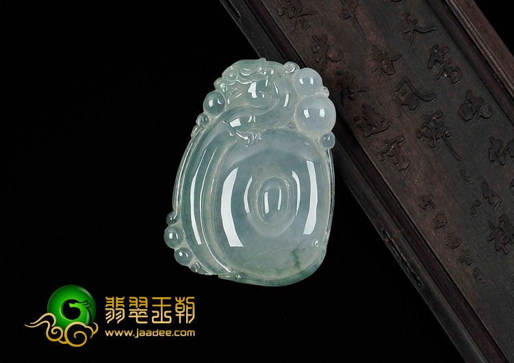 冰种晴水略飘花缅甸翡翠福在眼前挂件