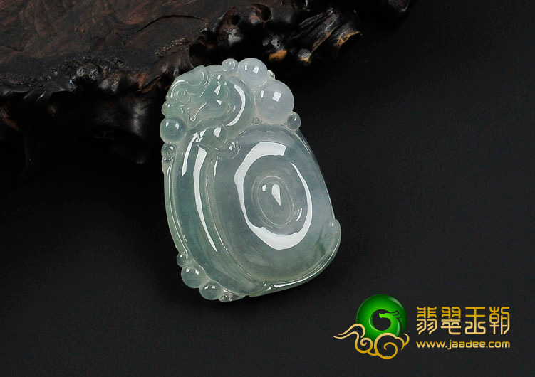冰种晴水略飘花缅甸翡翠福在眼前挂件