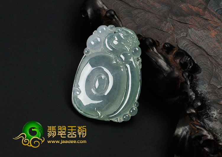 冰种晴水略飘花缅甸翡翠福在眼前挂件