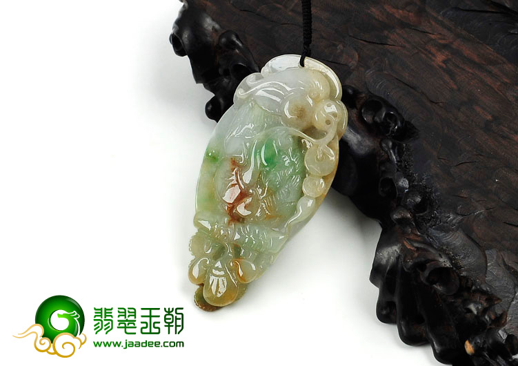 糯冰种三彩缅甸翡翠英明神武挂件