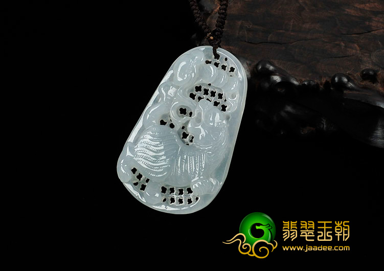 冰种晴水缅甸翡翠雕花虎牌挂件