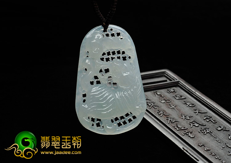 冰种晴水缅甸翡翠雕花虎牌挂件